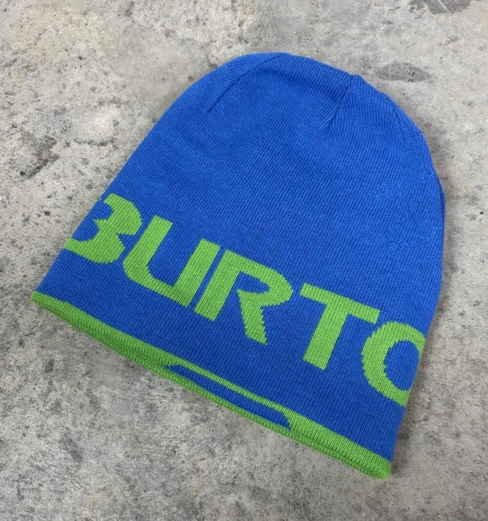 Burton Blue Green Knit Logo Reversible Beanie Ski Snowboarding Winter Unisex